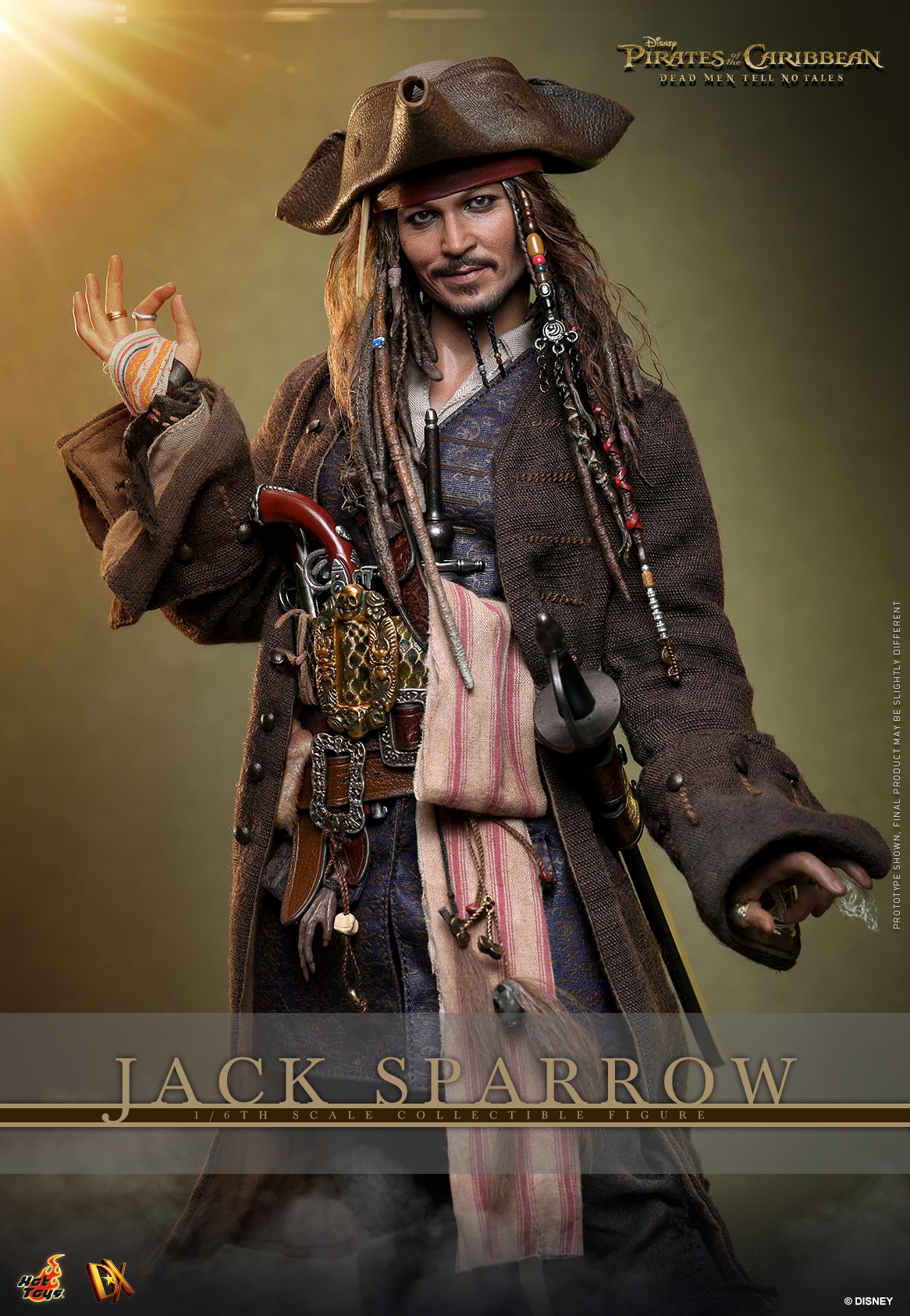 Pre-Order Hot Toys Pirates of the Caribbean Jack Sparrow Sixth Scale Figure DX37